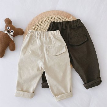 Solid Casual Kids Straight Pants for Boys