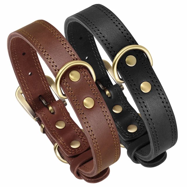 Adjustable Real Leather Dog Collar for Medium to Large Dogs - Image 6