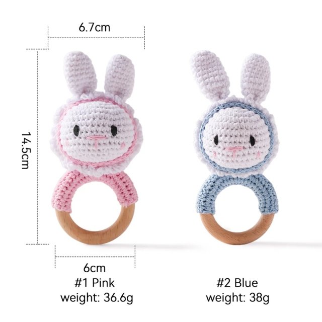 Crochet Bunny Rattle & Wooden Teether - Image 5
