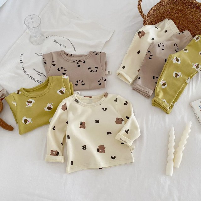 Children's Cartoon Print Long Johns Thermal Underwear Set - Image 5