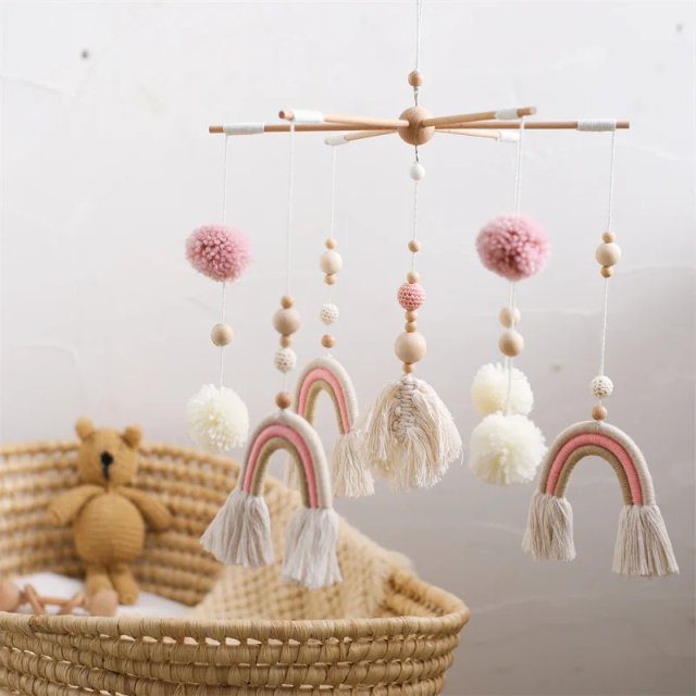 Tassel Rainbow Wooden Mobile Rattle Toy - Image 6