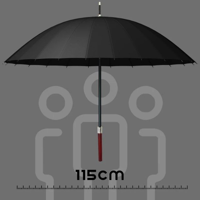 Luxury Semi-Automatic Wind-Resistant Long Handle Men’s Umbrella with Wooden Grip - Image 5
