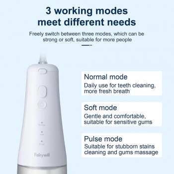 Cordless Water Flosser with 3 Modes & 2 Nozzles - 300ML Detachable Tank, IPX7 Waterproof