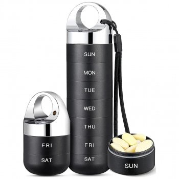 Weekly Waterproof Travel Pill Organizer - Large Aluminum Alloy Case