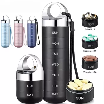 Weekly Waterproof Travel Pill Organizer - Large Aluminum Alloy Case