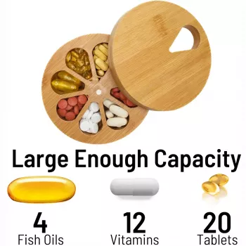 Wooden Daily Weekly Pill Organizer & Jewelry Storage Box