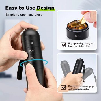 Portable Weekly Pill Organizer - Waterproof & Sturdy Travel Medicine Case