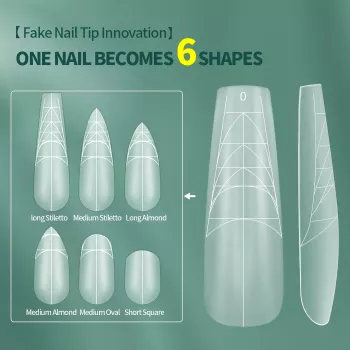 Guideline False Nail Tips Stiletto/Coffin - Full Matte Gel Extensions for Beginners & Professionals