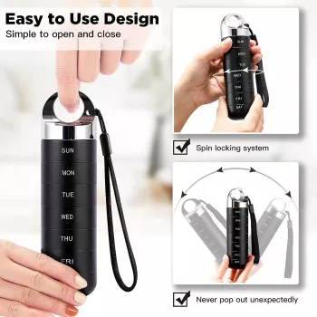 Weekly Waterproof Travel Pill Organizer - Large Aluminum Alloy Case