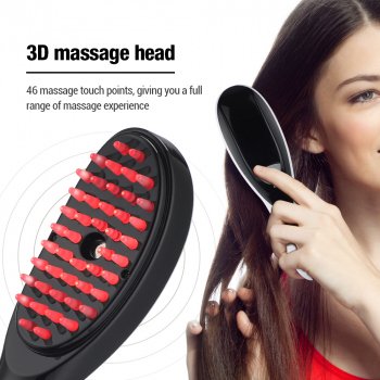 Electric Massage Comb with Red & Blue Light Therapy for Hair Growth, Vibration, and Negative Ion Spray