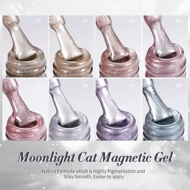 Cat Magnetic Moonlight Gel Nail Polish Set - Sparkle White Silver - Image 3