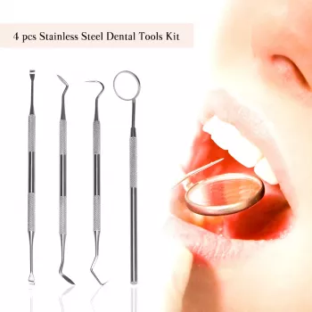 4-Piece Stainless Steel Dental Tool Set for Teeth Cleaning