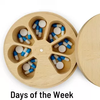 Wooden Daily Weekly Pill Organizer & Jewelry Storage Box