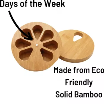 Wooden Daily Weekly Pill Organizer & Jewelry Storage Box