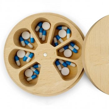 Wooden Daily Weekly Pill Organizer & Jewelry Storage Box