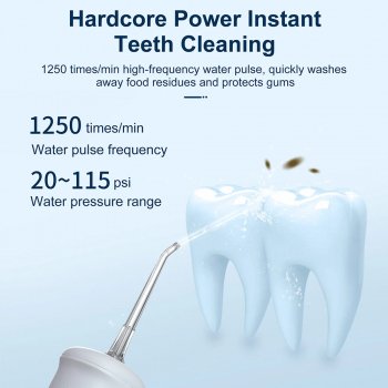 Cordless Water Flosser with 3 Modes & 2 Nozzles - 300ML Detachable Tank, IPX7 Waterproof