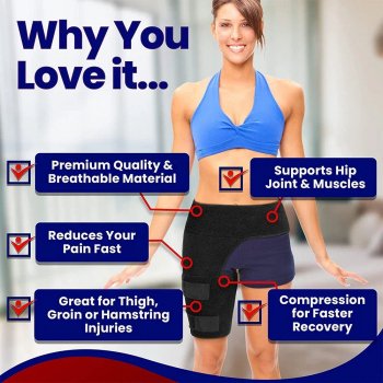 Hip Brace Thigh Compression Sleeve for Hip Pain Relief, Sciatica, and Muscle Strain Support