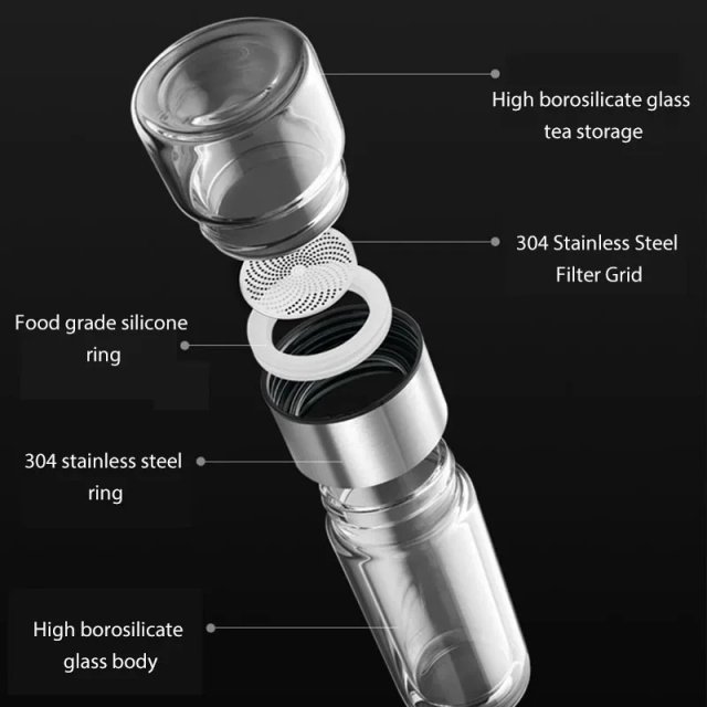 400ml Double Layer Glass Tea Infuser Bottle - Image 4