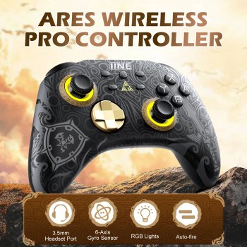 Wireless Pro Controller with Headset Jack & RGB Lights for Nintendo Switch & Steam