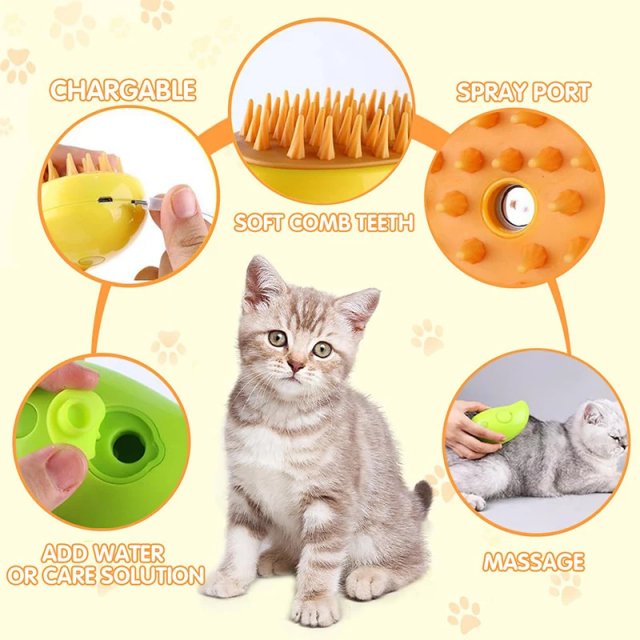 3-in-1 Electric Pet Steam Brush for Dogs & Cats - Image 3
