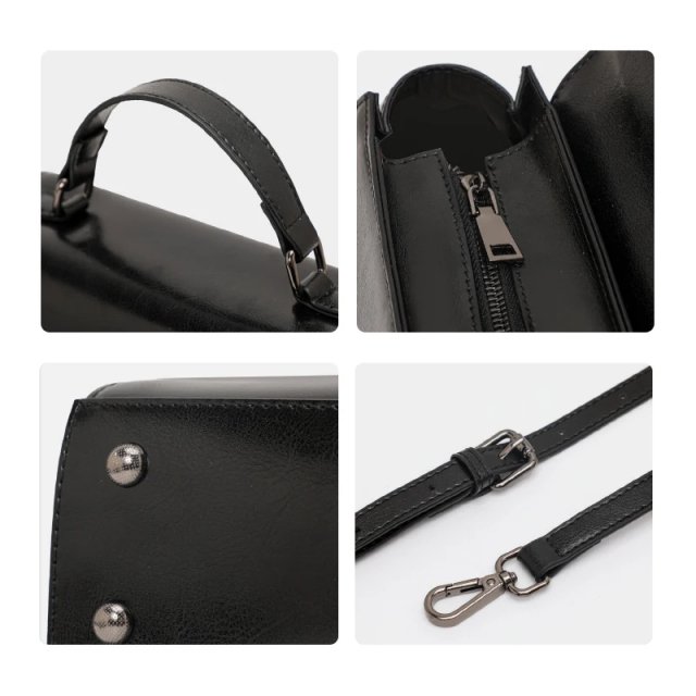 Stylish Women's Leather Crossbody Shoulder Bag - Small Cowhide Handbag - Image 6