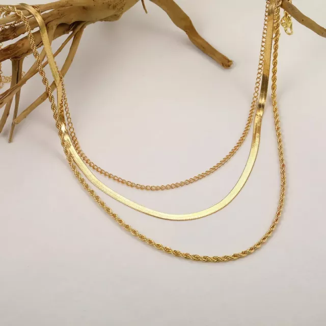 14k Gold Plated Herringbone Necklace - Image 4