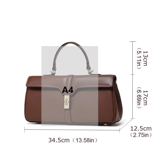 Genuine Leather Rectangular Crossbody Bag for Women – Large Capacity Cowhide Handbag - Image 6