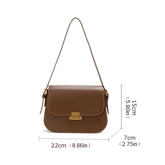 Stylish Women's Retro Square Shoulder Bag - Adjustable Cowhide Handbag - Image 6
