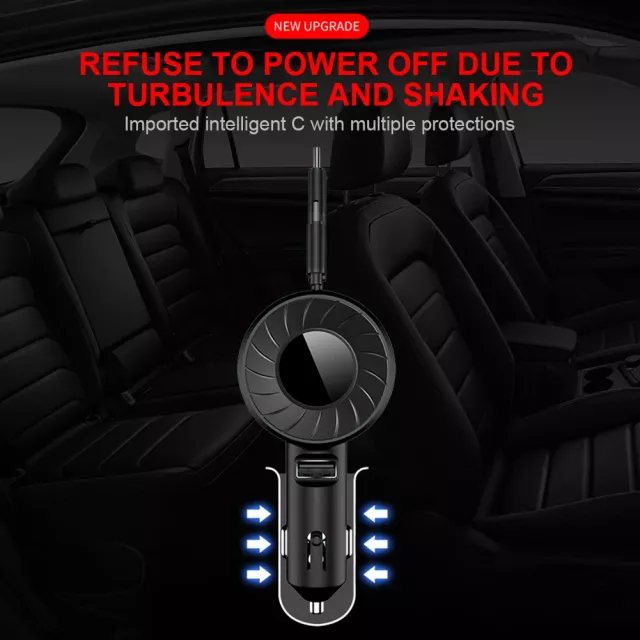 3-in-1 Retractable Fast Charging Car Charger with USB Type C and Micro USB - Image 4