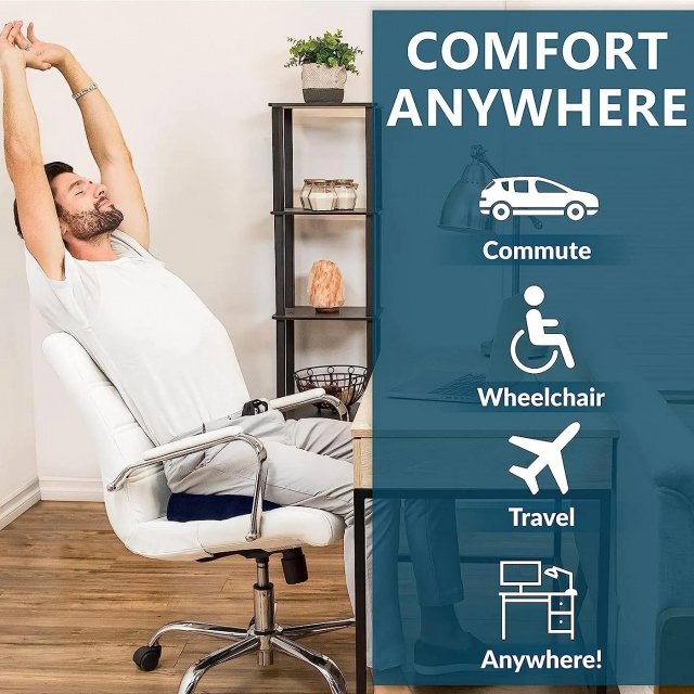 Non-Slip Gel & Memory Foam Coccyx Cushion - Image 3