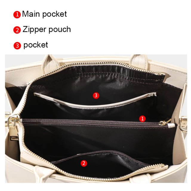 Crocodile Pattern Cowhide Square Handbag - Off White - Image 5