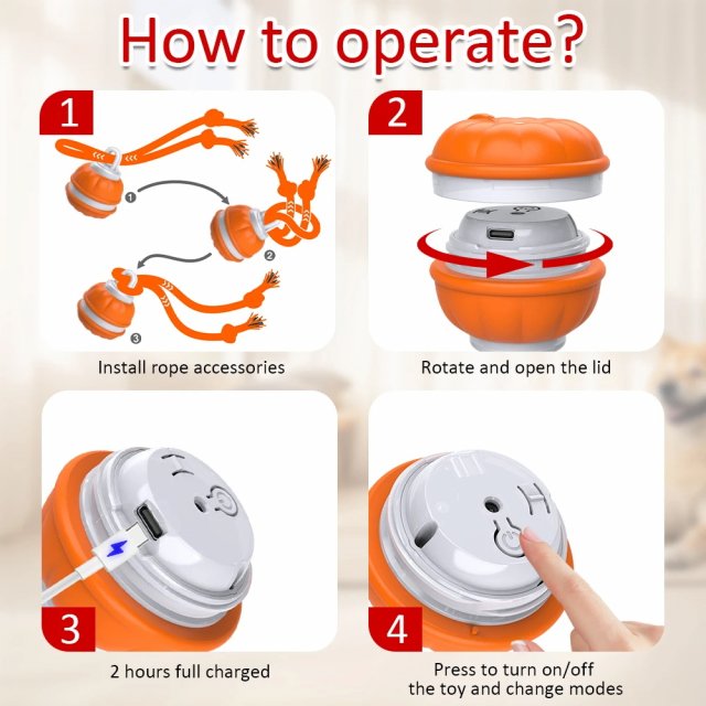 Interactive Motion-Activated Dog Toy Ball with Chew Rope and Teeth Cleaning - Image 5