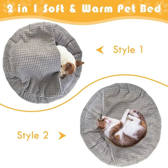 Cozy Hooded Fluffy Orthopedic Round Pet Cuddler - Image 2