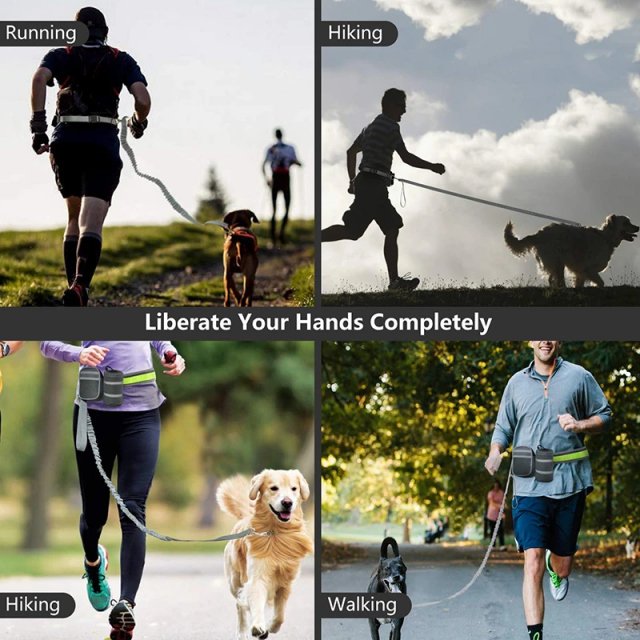 Reflective Hands-Free Dog Leash with Adjustable Waist and Storage Bags for Running and Hiking - Image 5