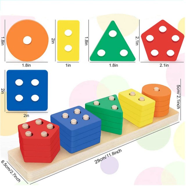 Montessori Wooden Stacking and Sorting Puzzle for Toddlers - Image 5