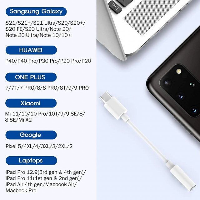 USB-C to 3.5mm Audio Adapter - Type C to Headphone Aux Cable - Image 4