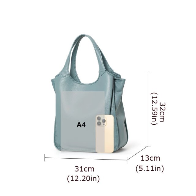 Genuine Leather Large-Capacity Tote Bag - Minimalist Cowhide Shoulder Handbag - Image 7