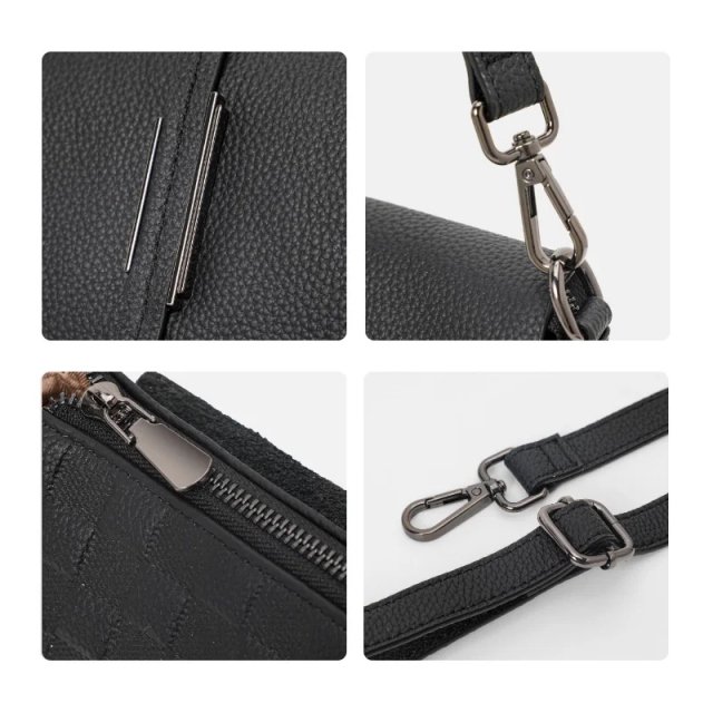 Elegant Black Cowhide Woven Shoulder Bag – Fashionable Handbag with Unique Woven Design - Image 6