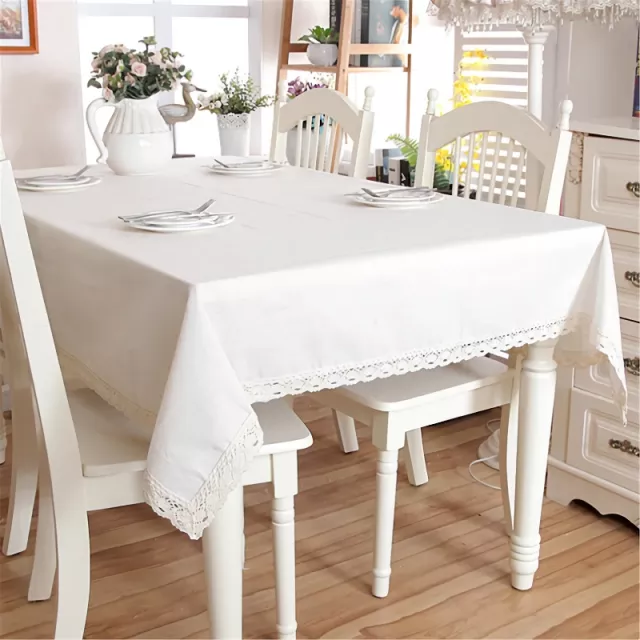 Polyester Linen Tablecloth with Lace Edge - Image 5
