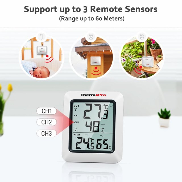 Wireless Indoor Outdoor Thermometer and Hygrometer with 200 ft Range - Image 3