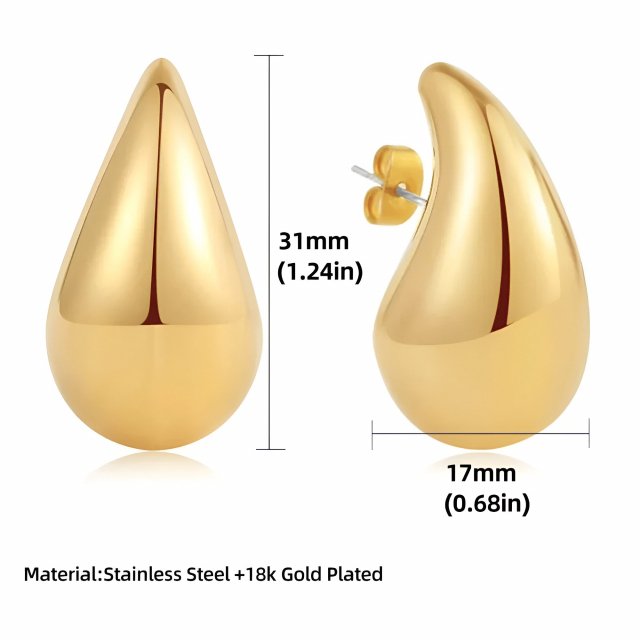 Chunky Gold-Plated Waterdrop Teardrop Earrings - Image 7