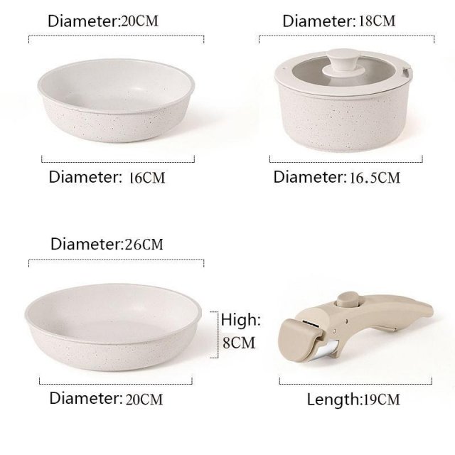 5-Piece Nonstick Cookware Set with Removable Handles - Image 6
