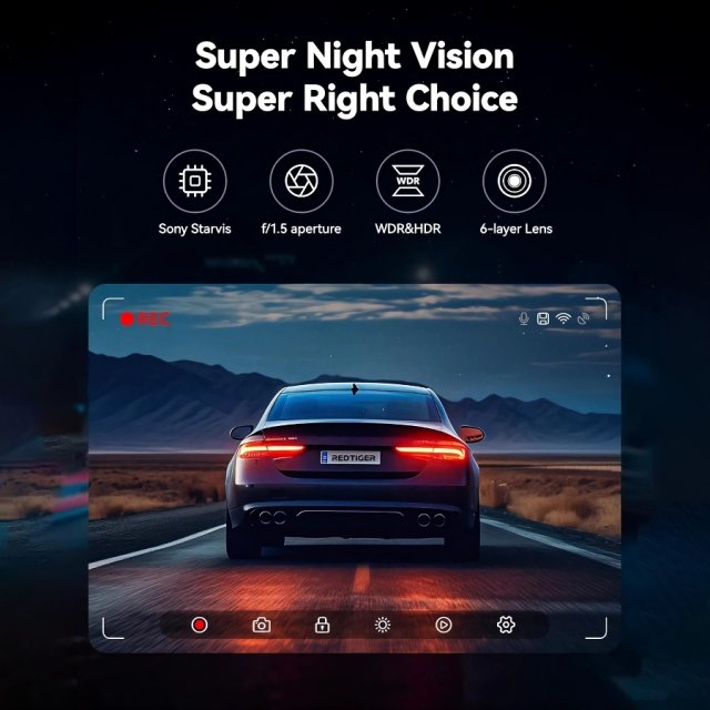 4K Dual Dash Cam Front and Rear with GPS, Wi-Fi, Night Vision, and 32GB Card - Image 6