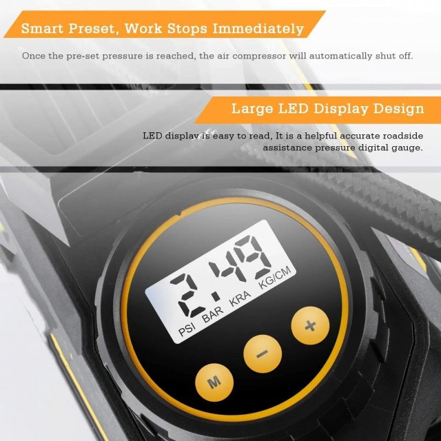 Portable Car Tire Inflator Electric Air Compressor Pump with LED & Pressure Gauge - Image 5