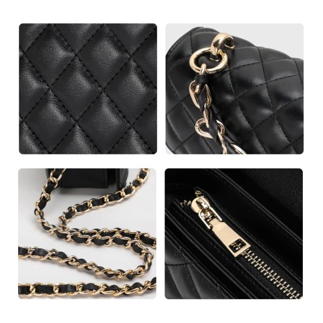 Stylish One Shoulder Crossbody Bag with Diamond Grid Design - Image 6