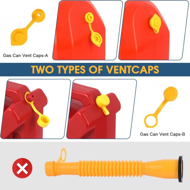 Gas Can Nozzle with Screw Collar Caps Anti Spill Gas Can Vent Replacement Gas Can Spouts for Most 1/2/5/10 Gal Can - Image 6