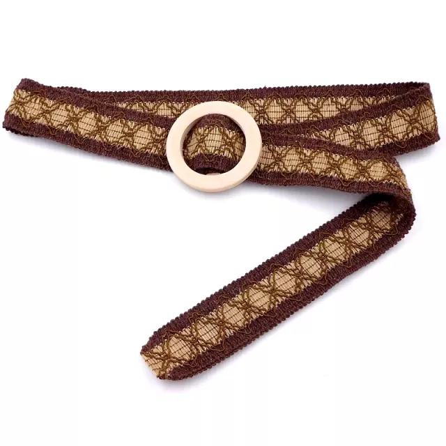 Boho Crochet Lace Belt with Wooden Buckle - Image 3