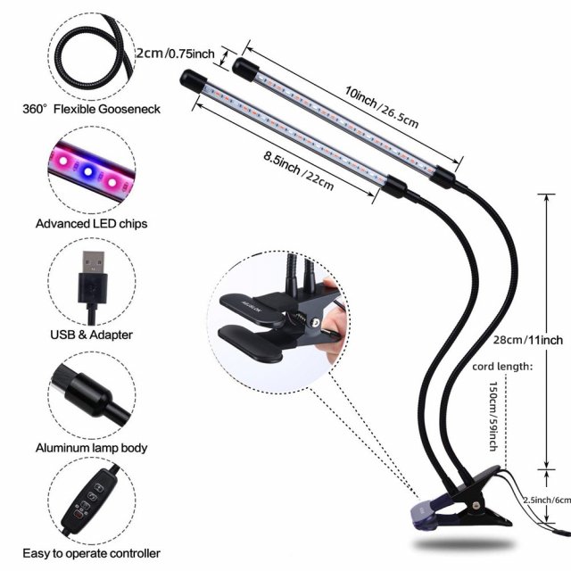 USB LED Indoor Plant Grow Light with Timer & 10 Dimmable Levels - Image 3