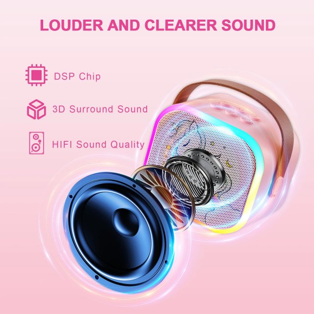 Bluetooth Unicorn Karaoke Machine with 2 Wireless Microphones - Image 6