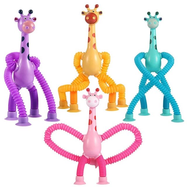Kids Suction Cup Giraffe Stretch Tube Fidget Toy - Image 6